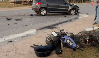 Motociclista herido tras un choque en la Ruta Nacional 19 en Arroyito