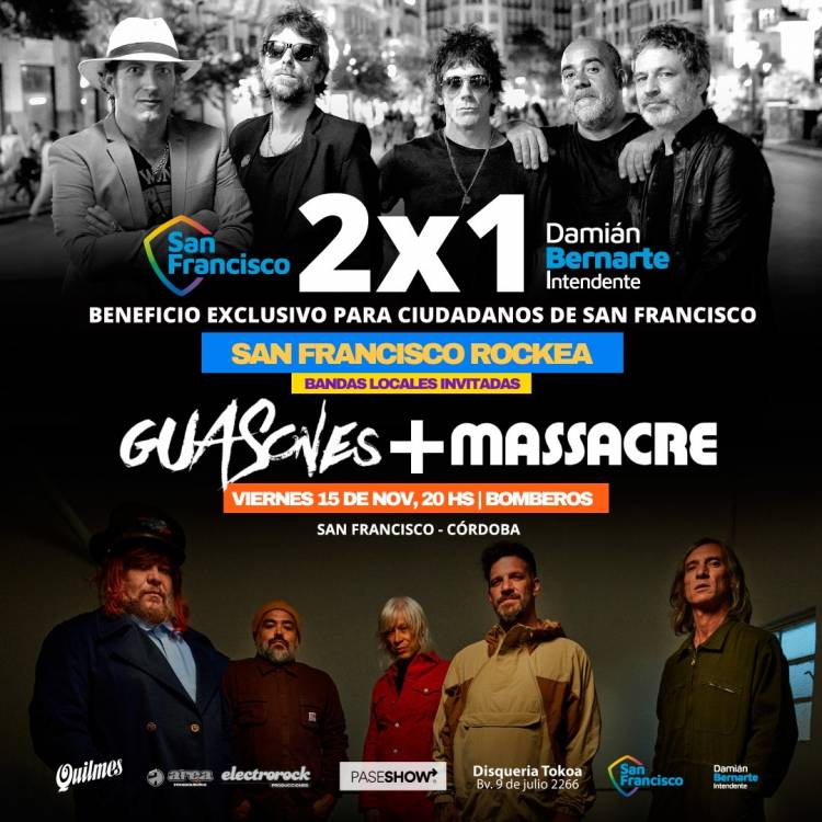 2x1 en entradas para ver a Massacre y Guasones juntos en la ciudad 