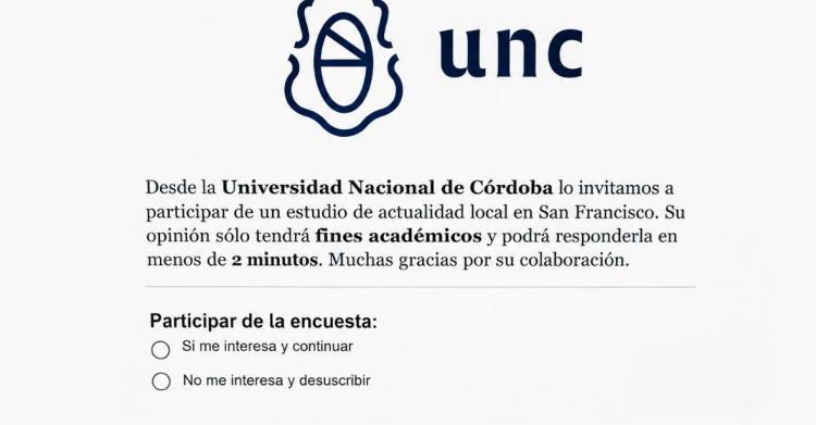 Alerta por una encuesta falsa: la UNC desmintió un supuesto estudio sobre la actualidad política de San Francisco